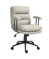 Homcom Home Office Chair with Adjustable Height, Pu Leather, Light