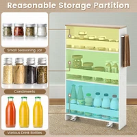 Costway Rolling Kitchen Slim Storage Cart Mobile Shelving Organizer w/ Handle