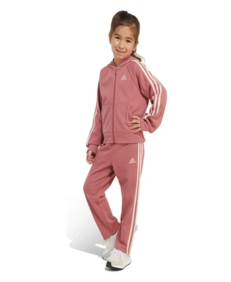 adidas Little & Toddler Girls Long Sleeve Fleece Jacket Pant, 2- Piece Set