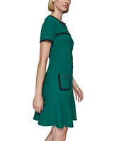 Karl Lagerfeld Paris Women's Scuba Crepe Piping-Trim Dress