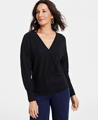 I.n.c. International Concepts Women's Surplice Long-Sleeve Sweater, Created for Macy's