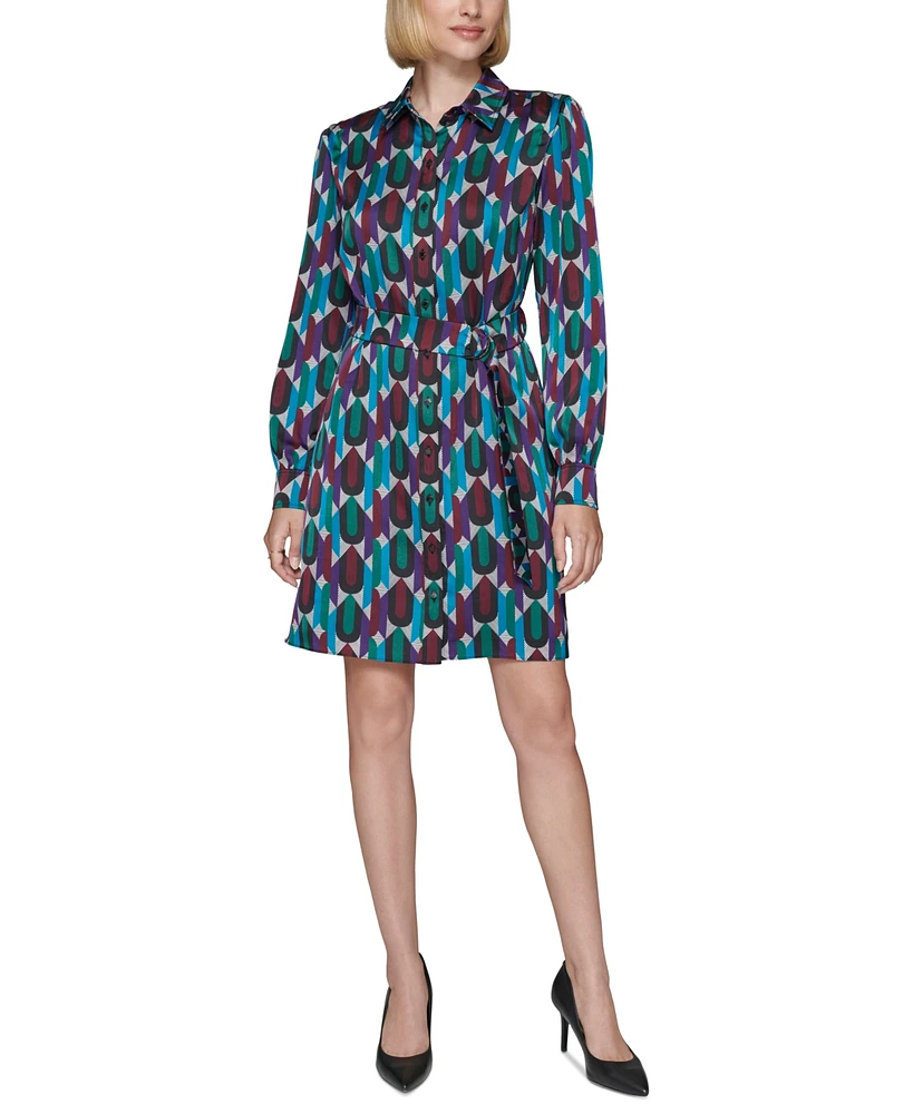 Karl Lagerfeld Paris Women's Belted Shirtdress