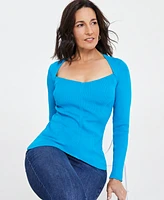 I.n.c. International Concepts Women's Ribbed Long-Sleeve Sweater, Created for Macy's