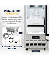 Newair 15” Undercounter Nugget Ice Maker, Pebble Ice Maker Producing 66 lbs. Daily, Built-in or Freestanding in Stainless Steel, Sonic Ice Make