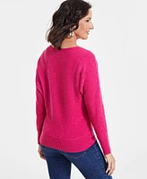 I.n.c. International Concepts Women's Sequin-Shine V-Neck Sweater, Created for Macy's