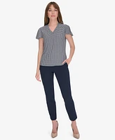 Tommy Hilfiger Women's V-neck Blouse with Ruffle Sleeves