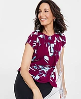 I.n.c. International Concepts Women's Printed Gathered-Front Top, Created for Macy's