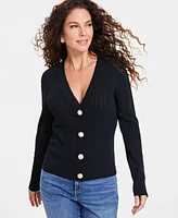 I.n.c. International Concepts Women's Ribbed Snap-Front Cardigan, Created for Macy's