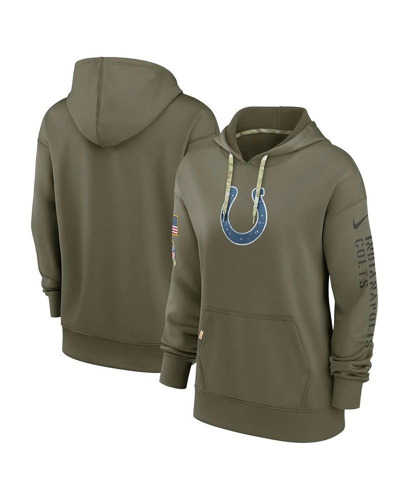 Nike Women's Olive Indianapolis Colts 2022 Salute to Service Performance Pullover Hoodie