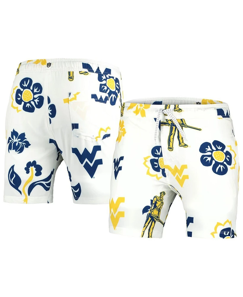 Wes & Willy Men's White West Virginia Mountaineers Vault Tech Swimming Trunks