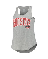 Profile Women's Heather Gray Ohio State Buckeyes Arch Logo Racerback Scoop Neck Tank Top