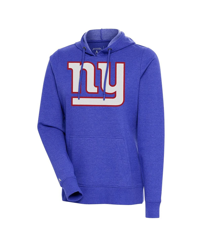 Antigua Women's Heather Royal New York Giants Action Pullover Hoodie