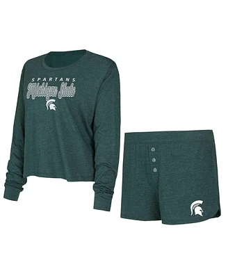 Concepts Sport Women's Green Michigan State Spartans Team Color Long Sleeve T-Shirt Shorts Set