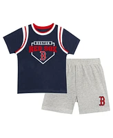 Outerstuff Toddler Navy/Gray Boston Red Sox Bases Loaded T-Shirt Shorts Set