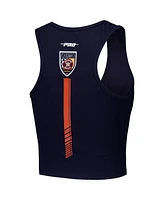 Pro Standard Women's Navy Houston Astros Fast Lane Fitted Tri-Blend Cropped Tank Top