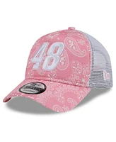 New Era Men's Pink Alex Bowman 9FORTY A-Frame Trucker Paisley Adjustable Hat