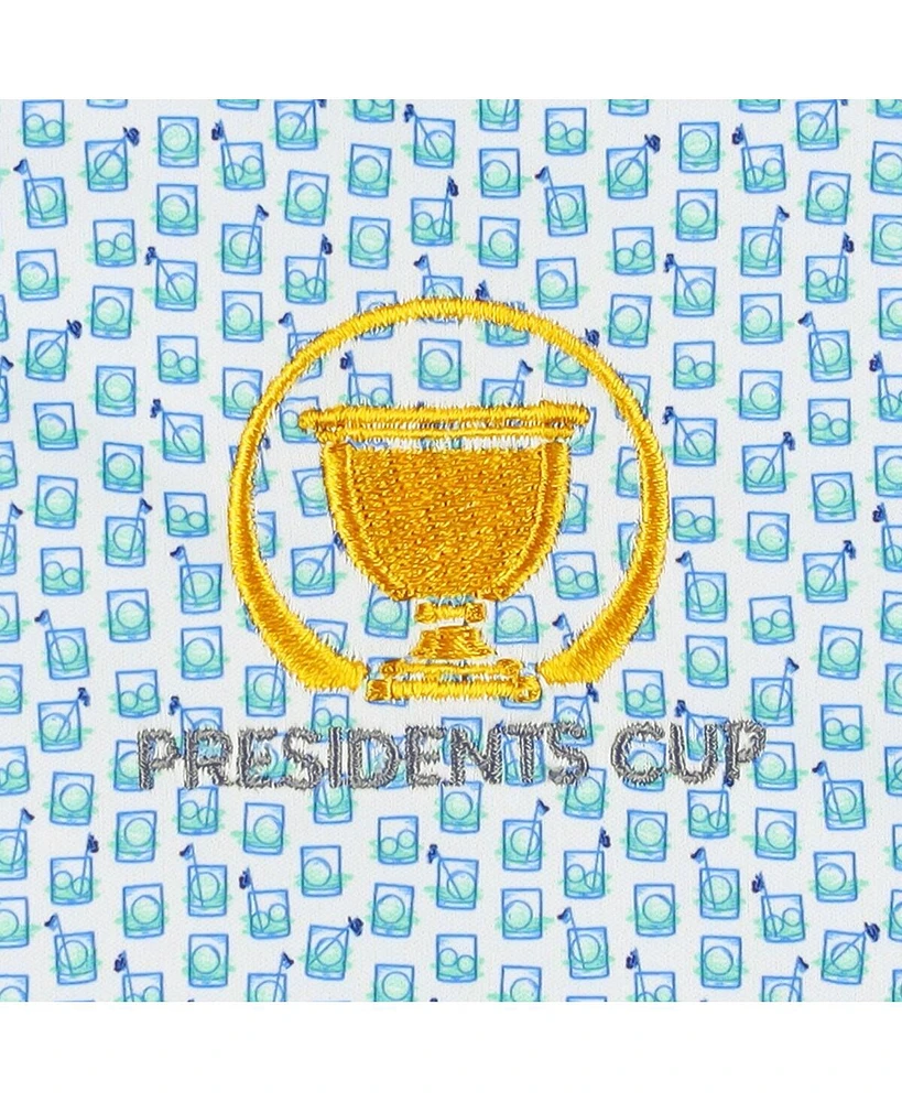 Peter Millar Men's White/Light Blue Presidents Cup Team Usa Featherweight Golf on The Rocks Polo