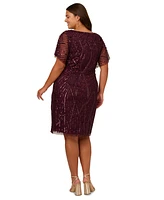 Adrianna Papell Plus Beaded Dolman-Sleeve Cocktail Dress