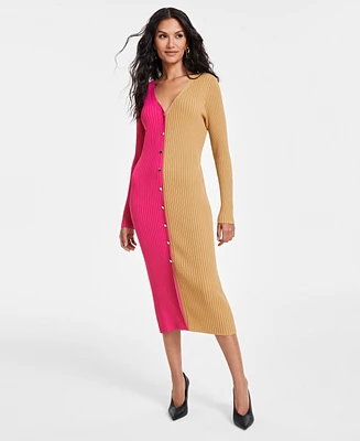 I.n.c. International Concepts Women's Color-Blocked Sweater Dress, Created for Macy's