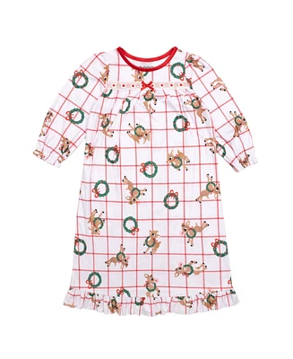 Rudolph Toddler Girl Holiday Sibling Sleep Granny Gown