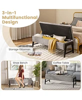 Costway Tufted Ottoman Bench Modern Storage Bench with High Density Sponge Cushion