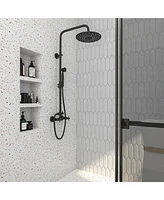 Boyel Living Exposed Pipe Complete Shower System 1-Spray Patterns with 2.5 Gpm 8 in. Wall Mount Dual Shower Heads