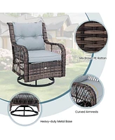 Costway 3 Pcs Patio Furniture Set Rocking Chairs Set of 2 with Glass Top Side Table