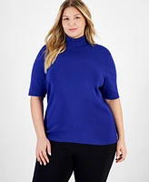 Anne Klein Plus Half-Sleeve Turtleneck Sweater