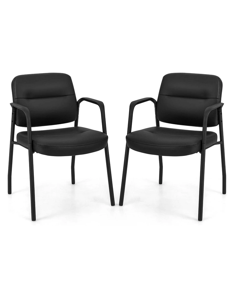 Costway Waiting Room Chair No Wheels Set of 4 with Integrated Armrests for Reception