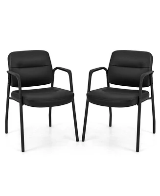 Costway Waiting Room Chair No Wheels Set of 4 with Integrated Armrests for Reception