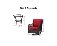 gaomon Idealhouse 3 Pieces Outdoor Wicker Swivel Rocker Patio Set, 360 Degree Swivel Rocking Chairs Elegant Wicker Patio Bistro Set with Premuim Cushi