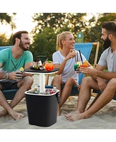 Slickblue 3-in-1 Portable Cooler Bar Table with Bottle Opener and Lift Top Lid for Camping Poolside