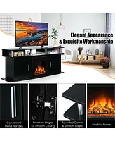Gymax 63'' Fireplace Tv Stand W/18'' 1500W Electric Fireplace up to 70'' Black