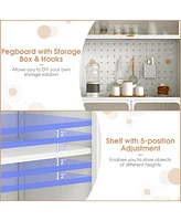 Costway 5-tier Metal Kitchen Bakers Rack with Pegboard 8 Hooks 5-position Adjustable Shelf