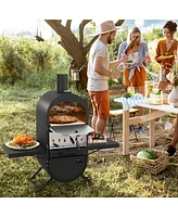 Costway Outdoor Pizza Oven Wood Fired Pizza Oven with 600D Oxford Fabric Cover