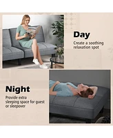 Costway Convertible Folding Futon Sofa Bed with 6-Position Adjustable Backrest Cushion