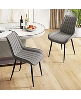 Costway Dining Chair Set of 2 Upholstered Leisure Chairs with Metal Legs Padded Seat