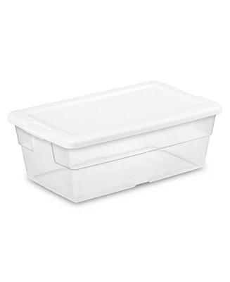 Sterilite 6 Qt Clear Plastic Storage Container Bin w/ Snap Close Lid, 24 Pack