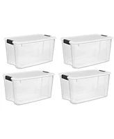 Sterilite 70 Qt Clear Plastic Stackable Storage Bin with Latching Lid, (4 Pack)