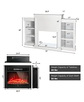 Gymax 70'' Fireplace Tv Stand Media W/ 28.5'' 750W/1500W Electric Brown