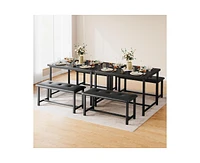 gaomon Dining Table Set for 4, Rectangular Kitchen Table Set of 4, 3 Piece Kitchen Table Set with 2 Upholstered Benches, Dining Table Set for Small Sp