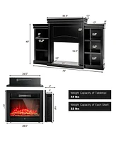 Gymax 70'' Fireplace Tv Stand Media W/ 28.5'' 750W/1500W Electric Brown
