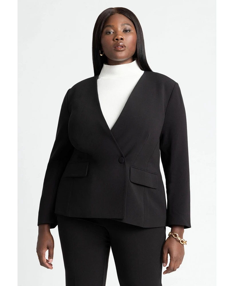 Eloquii Plus The 365 Collarless Double Breasted Blazer