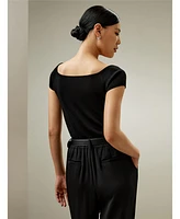 Off-Shoulder Silk Sweater Top for Women