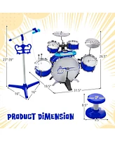 Sugift Kids Jazz Drum Keyboard Set with Stool and Microphone Stand