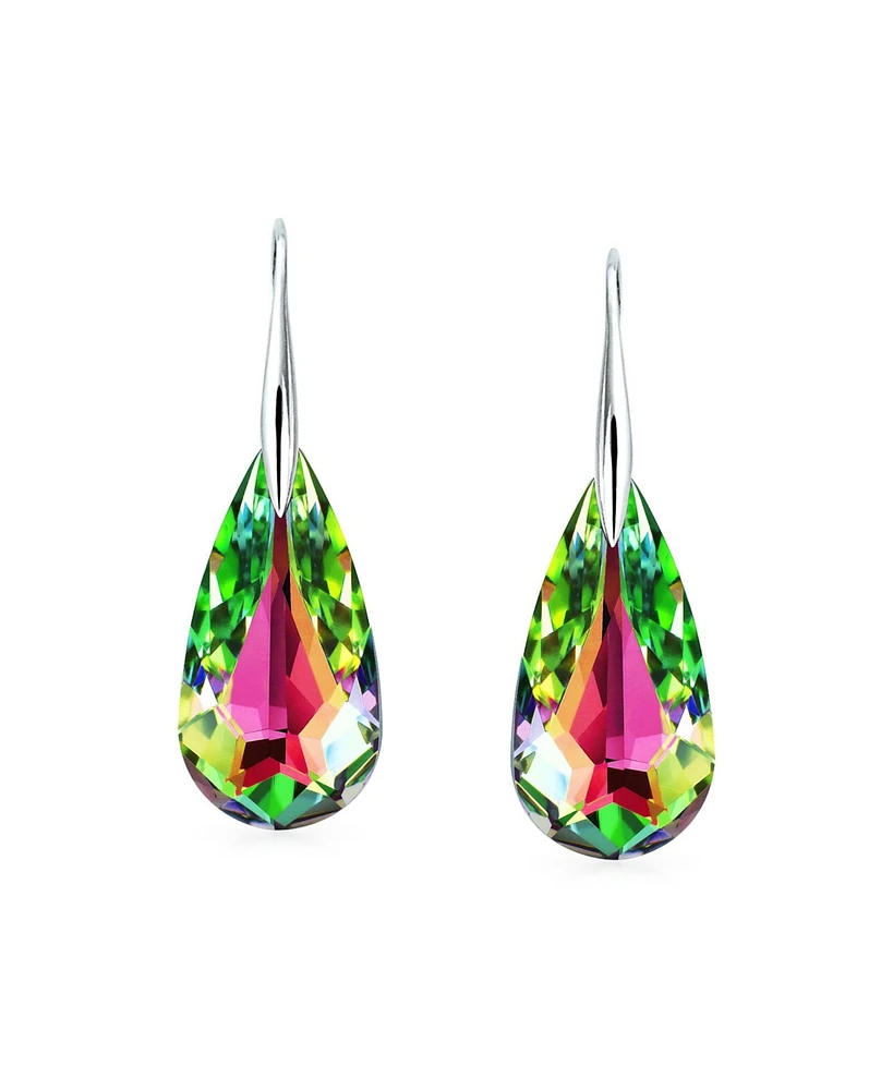 Bling Jewelry Rainbow Iridescent Color Changing Dangle Earrings Sterling Silver Fish Hook