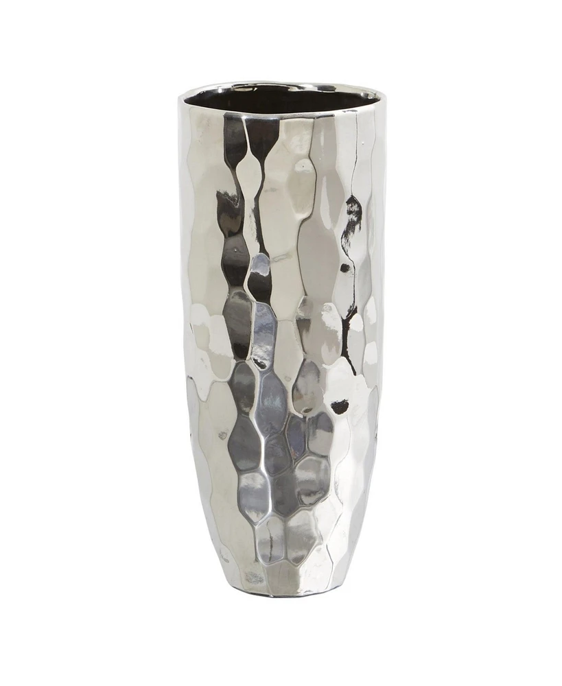 Slickblue 13" Designer Silver Cylinder Vase