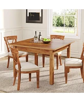 Tribesigns Wood Dining Table Farmhouse Kitchen for Room Living Room, 2-4 Person Square Dinner Tables with Wooden Legs O