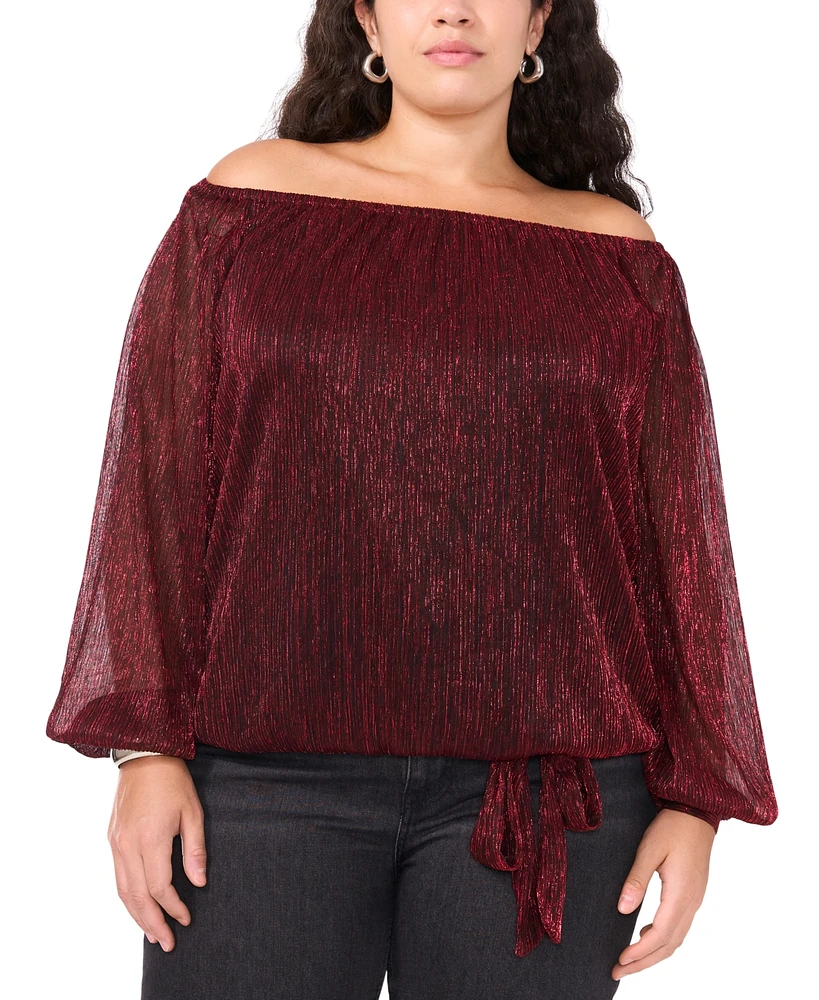 Vince Camuto Plus Metallic Off-The-Shoulder Top