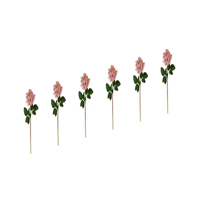 Slickblue 20” Rose Artificial Flowers - Set of 6 Faux Blooms for Classic Floral Decor